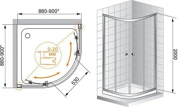 Душевой уголок Cezares Anima W R2 90 C Cr IV
