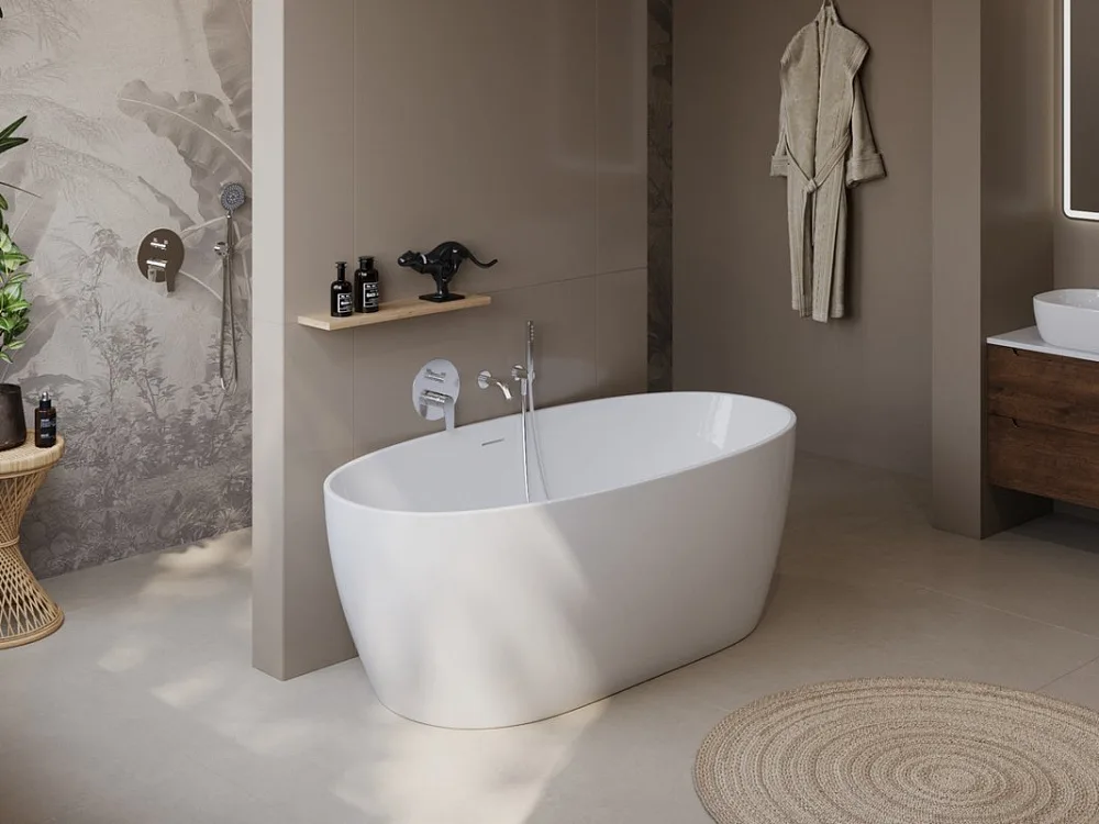 Акриловая ванна BelBagno BB414 170x80 см, отдельностоящая, белая, овальная, со сливом-переливом Sancos — официальный сайт