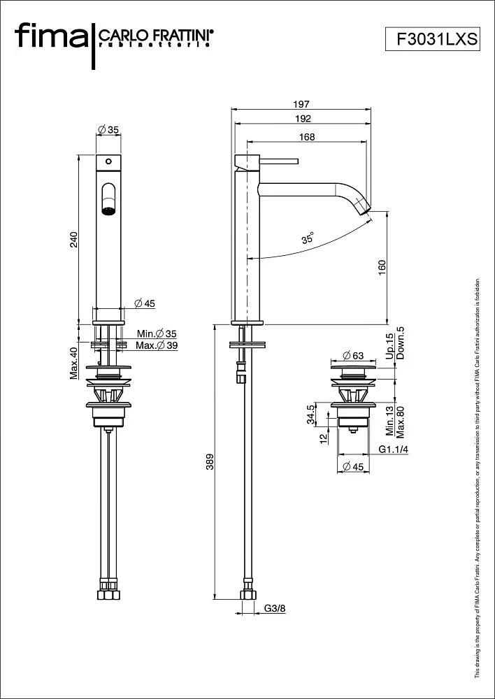 Смеситель для раковины Fima Carlo Frattini Spillo Up F3031LXSHS брашированный шампань Sancos — официальный сайт