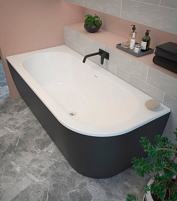 Акриловая ванна Cezares Slim 180x80 см, левая, SLIM CORNER-180-80-60-L-NERO-SET