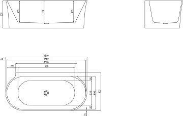 Акриловая ванна BelBagno 150x80 см, BB409-1500-800