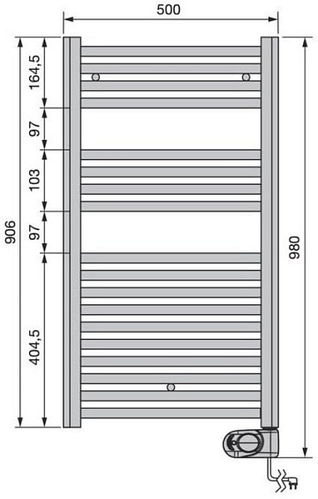 Полотенцесушитель электрический Zehnder Aura PBEZ-090-050/MQ RAL 9016 90x50 белый