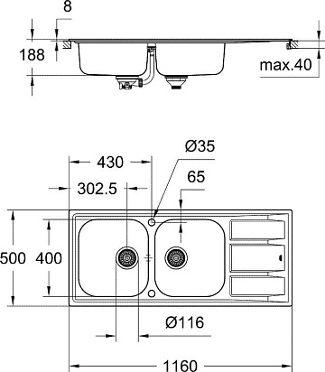 Мойка кухонная Grohe K400 31587SD0