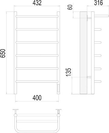 Полотенцесушитель электрический Terminus Полка П6 400*650