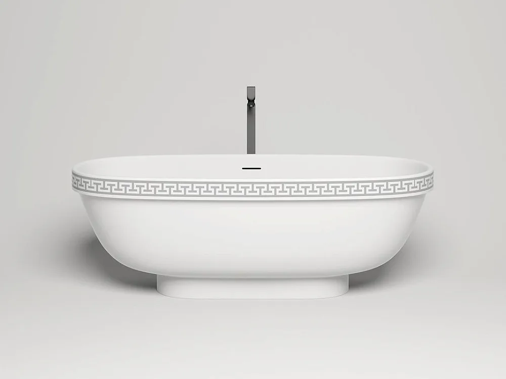 Ванна из искусственного камня Salini Greca Meander S-Stone 180x80 см, отдельностоящая, матовая белая Sancos — официальный сайт
