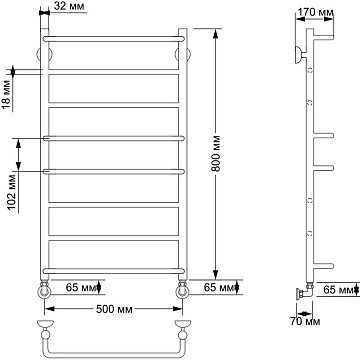 Полотенцесушитель водяной Secado Верона 1 50x80, бронза