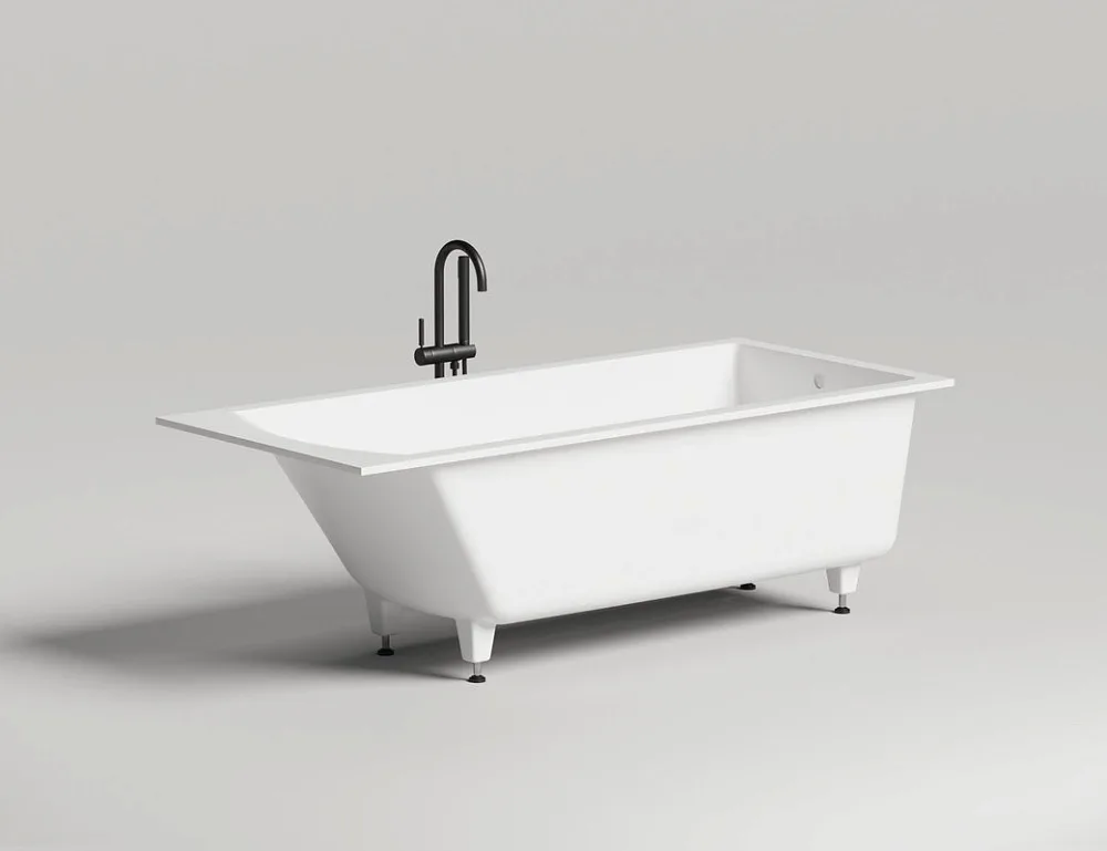 Ванна из искусственного камня Salini Cascata S-Sense 180x80 см, встраиваемая, матовая белая, на ножк Sancos — официальный сайт