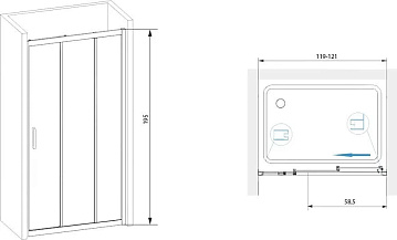 Душевой уголок RGW Passage PA-13+90 см (119-121)x90x195 профиль хром, стекло прозрачное