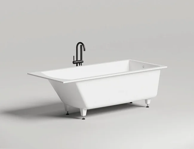 Ванна из искусственного камня Salini Cascata S-Sense 180x80 см, встраиваемая, белая, на ножках Sancos — Оригинал