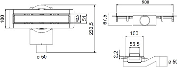 Душевой трап (лоток) Plumberia Selection PSM Modular 90 см, золото брашированное
