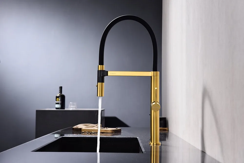 Смеситель для кухни Paulmark Leader Le214101-BG с гибким изливом, брашированное золото Sancos — официальный сайт