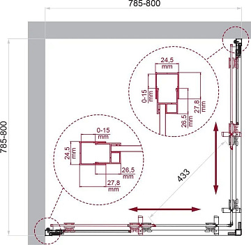 Душевой уголок BelBagno Luce A-2-80-C-Cr 80x80, профиль хром, стекло прозрачное