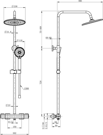Душевая стойка Wonzon & Woghand STAY 1 WW-B3051-A-MW, матовая белая