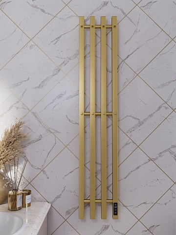 Полотенцесушитель электрический APEXTERMO Сириус SR10113GLB 1100x180 с крючками, золотой матовый