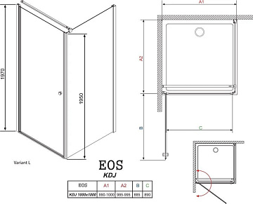 Душевой уголок Radaway EOS KDJ 100 интимато L