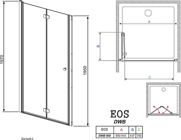 Душевая дверь в нишу Radaway EOS DWB 90 интимато L
