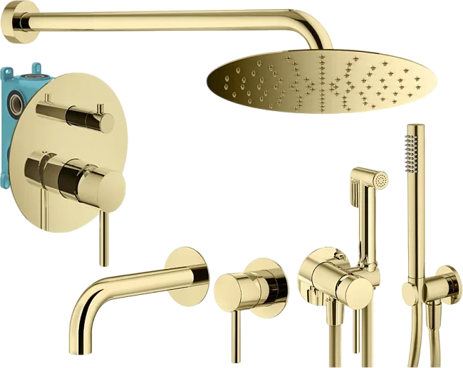 Комплект для ванной Plumberia Selection Ixo KITZXO18OR210 С ВНУТРЕННЕЙ ЧАСТЬЮ, золото 24к Sancos — Оригинал