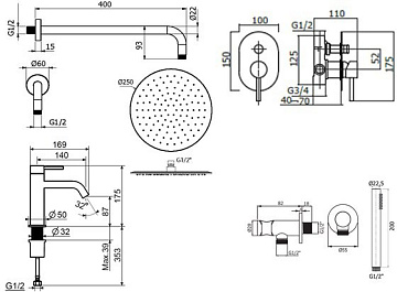 Комплект для ванной Plumberia Selection Ixo KITXO15BO53 С ВНУТРЕННЕЙ ЧАСТЬЮ, белый матовый