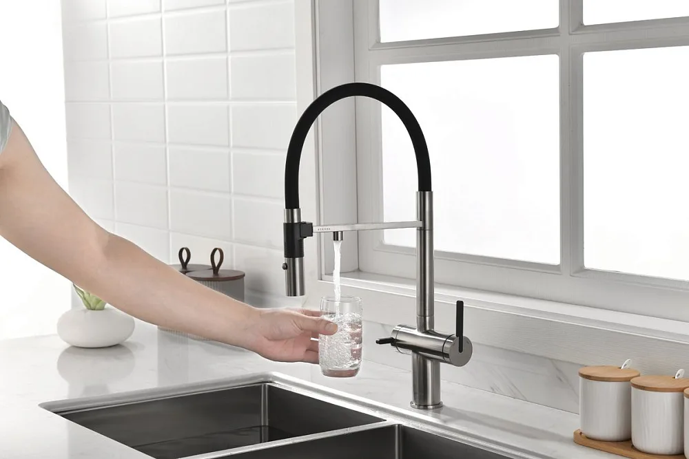 Смеситель для кухни Paulmark Gravity Gr213888-BS, брашированная нерж.сталь Sancos — официальный сайт