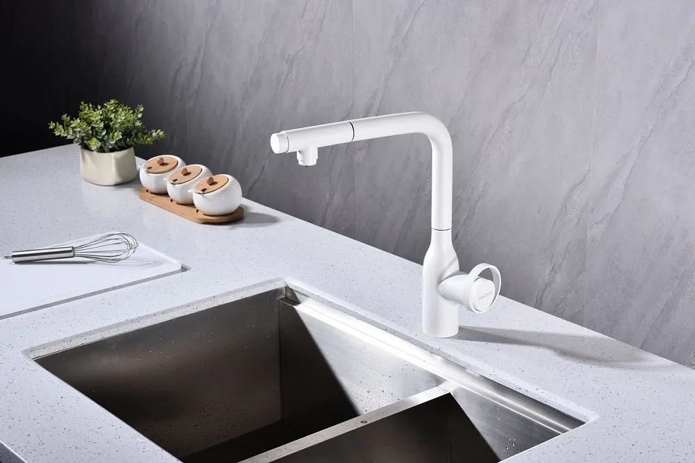 Смеситель для кухни Paulmark Urban Ur213104-WH матовый белый Sancos — официальный сайт