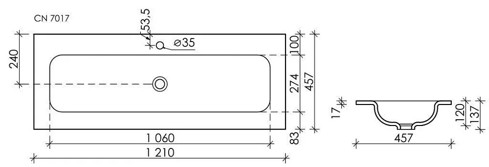 Мебельная раковина Ceramicanova Grace прямоугольная черная матовая 121 см CN7017MB Sancos — официальный сайт