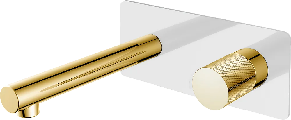 Смеситель для раковины Boheme Stick 125-WG.2 С ВНУТРЕННЕЙ ЧАСТЬЮ, white, touch gold Sancos — официальный сайт