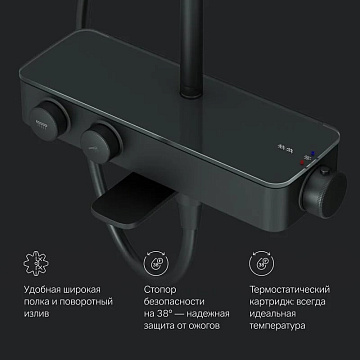 Душевая стойка AM.PM Inspire V2.0 F0750A522, с термостатом, черная