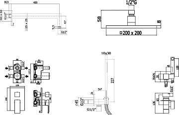 Комплект для ванной Paffoni Elle KITZEL018CR/M С ВНУТРЕННЕЙ ЧАСТЬЮ, верхний душ 20 см, хром