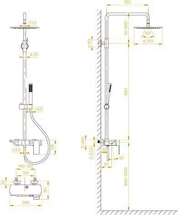 Душевая стойка RGW Shower Panels SP-33G, матовое золото