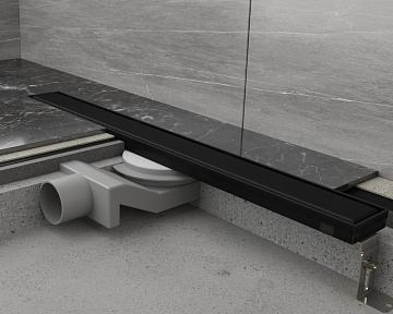 Душевой трап (лоток) Plumberia Selection PSL Linear 80 см, черный матовый