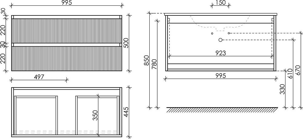 Тумба с раковиной Sancos Snob R 100 см, bianco, столешница бежевая, раковина CN5024