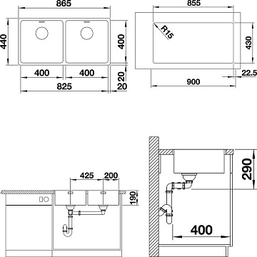 Мойка кухонная Blanco Andano 400/400-IF
