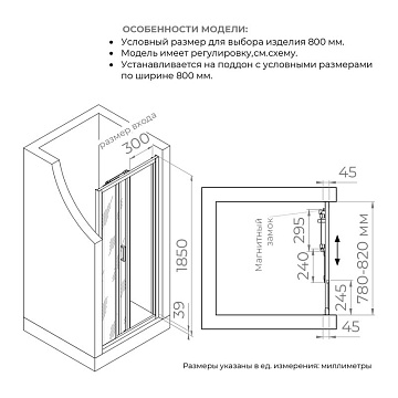 Душевая дверь в нишу RGW Classic 410911108-11 CL-111 80х185, профиль хром