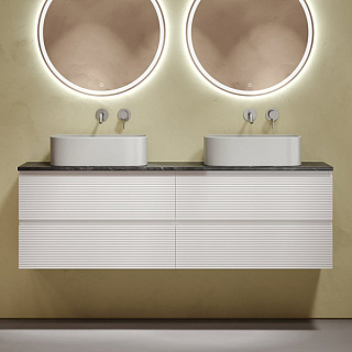 Тумба с раковиной Sancos Folk 160 bianco, столешница черный мрамор TT160A1, раковина CN6052MSG