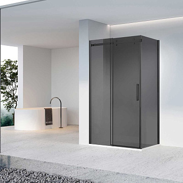 Душевая дверь в нишу Vincea Como-N VDS-4CN160CGB 160 см, профиль матовый черный, стекло тонированное