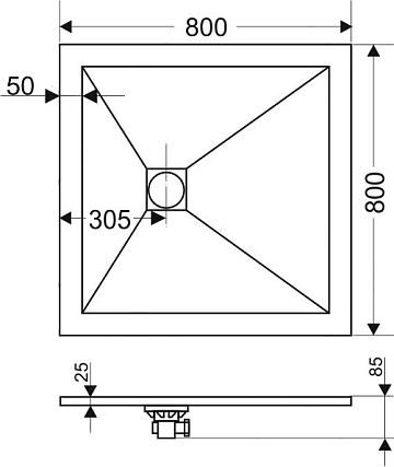 Поддон для душа RGW Stone Tray ST-0088G 80х80