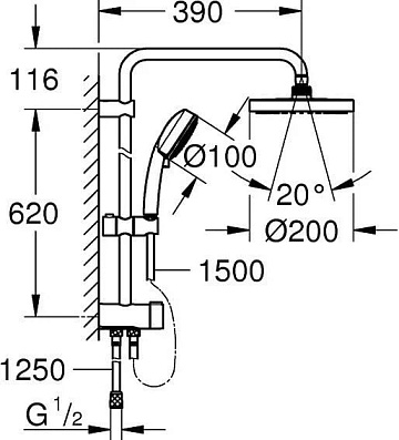 Душевая стойка Grohe New Tempesta Cosmopolitan 27394002