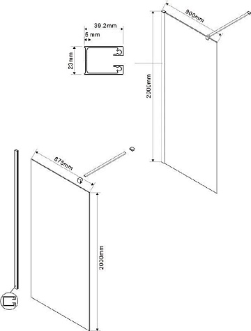 Душевая перегородка Vincea Walk-in VSW-1H900CGB 90 см, профиль матовый чёрный, стекло тонированное