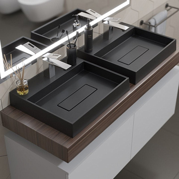 Накладная раковина Uperwood Tanos Quartz 2911030051 50 см, матовая черная, уголь