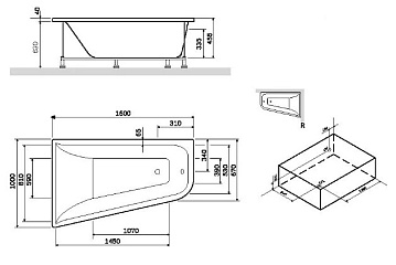 Акриловая ванна AM.PM Spirit V2.0 160x100 см, правая, W72A-160R100W-A2