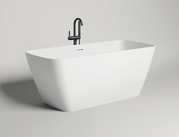 Ванна из искусственного камня Salini Agata S-Sense 180x80 см, отдельностоящая, белая, со сливом-пере