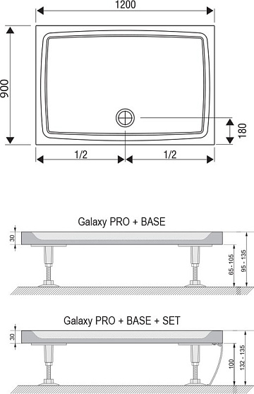 Поддон для душа Ravak Galaxy Pro Flat Gigant Pro 120х90
