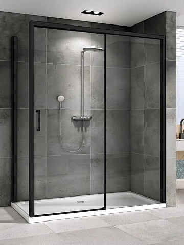 Душевой уголок Abber Komfort AG93160B-S102B 160х100 см, профиль матовый черный, стекло прозрачное