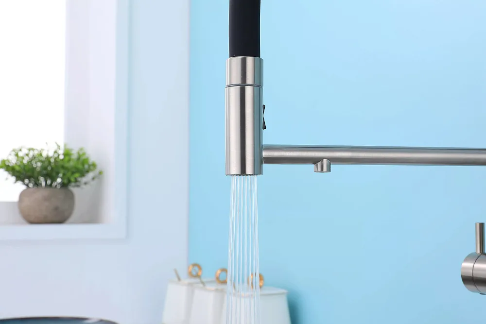 Смеситель для кухни Paulmark Nexus Ne213999-BS с гибким изливом, брашированная сталь Sancos — официальный сайт