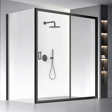 Душевой уголок Veconi Rovigo RV-060B 180х120 см, профиль матовый черный, стекло прозрачное