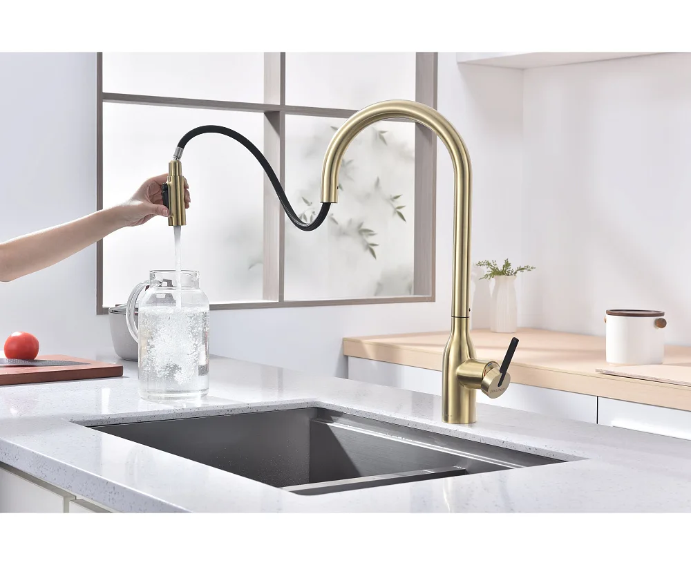 Смеситель для кухни Paulmark Universal Un213880-LG светлое золото Sancos — официальный сайт