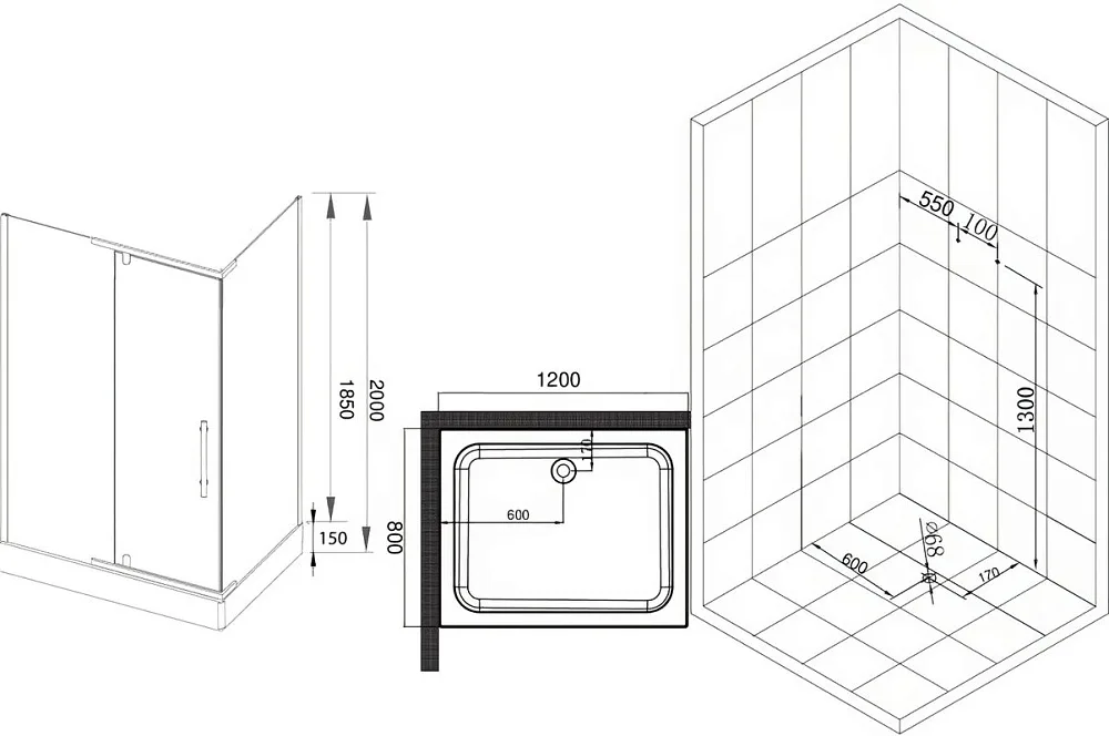 Душевой уголок Esbano ESD-8180 120x80, с поддоном Sancos — официальный сайт