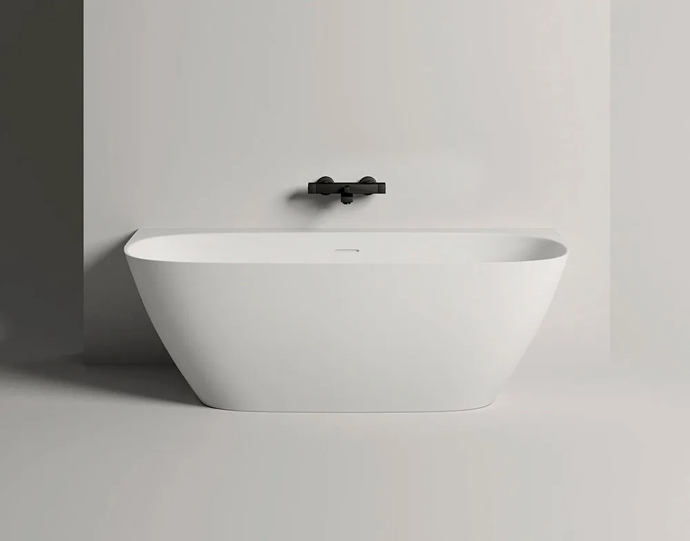 Ванна из искусственного камня Salini Sofia Wall 170x80 см, пристенная, белая, овальная, со сливом-пе Sancos — официальный сайт