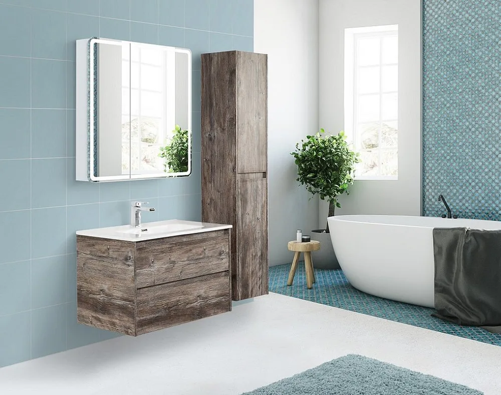 Зеркало-шкаф BelBagno Marino SPC-MAR-800/800-2A-LED-TCH с подсветкой Sancos — официальный сайт