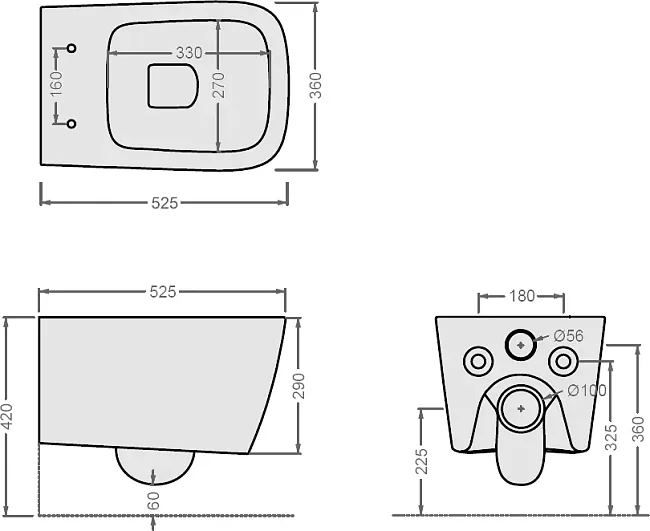 Чаша для унитаза подвесного ArtCeram A16 Rimless ASV003 38 00, синий Sancos — Оригинал